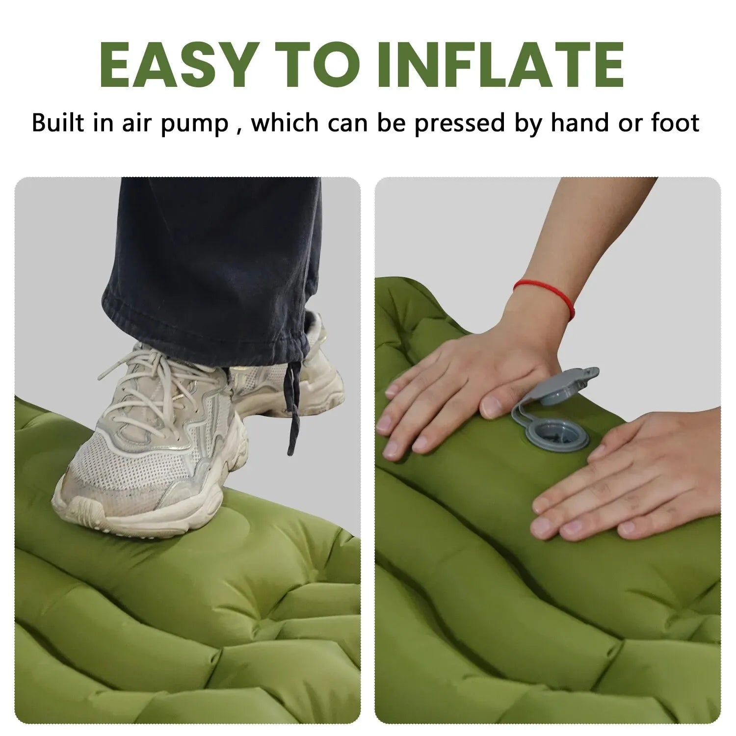 WESTTUNE Inflatable Camping Mattress – Thick Sleeping Pad with Built-in Pillow & Pump